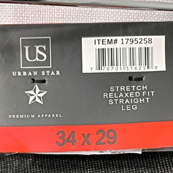 Urban Star Men's Strech Relaxed Fit Strainght Leg Black Jeans Size 34 X 29 - Picture 5 of 10